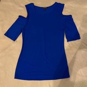 Blue cold shoulder top